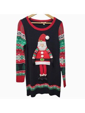 Tunic Christmas Sweater 3D Santa Claus NWT (M)